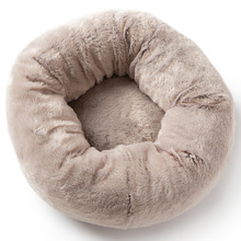 Taupe Plush Donut Faux Fur Dog Bed